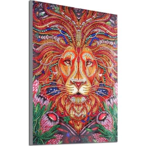 DIY 5D diamond embroidery circle diamond special shape painting Powerful lion head rhinestone crystal painting home decoration
