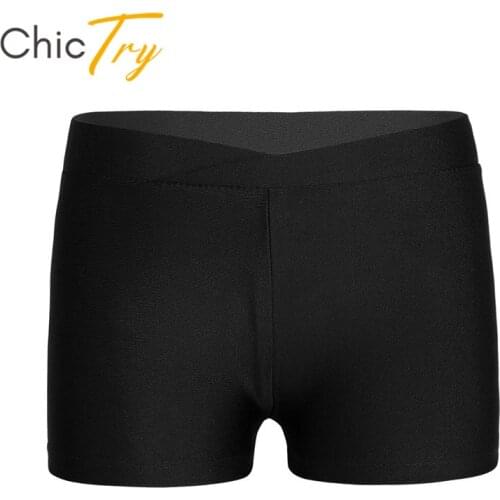 ChicTry Kids Girls Ballet Shorts V-front Waistband Dance Shorts Bottoms Children Sports Workout Gymnastics Leotard Dance Wear