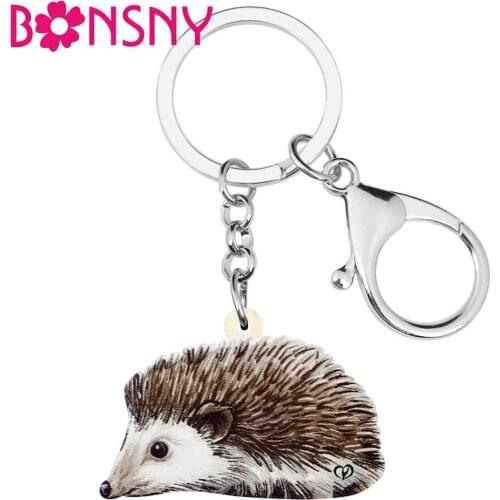 Bonsny Acrylic Cute Anime Hedgehog KeyChain Key Ring Fashion Animal Jewelry For Women Girls Teens Gift Bag Car Charm Pendant