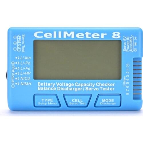 CellMeter 8 Multifunctional Digital Power Servo Tester 2S-8S For Li-Po,Li-lon,Li-Fe,NiCd,NiMH RC Airplane Spare Parts