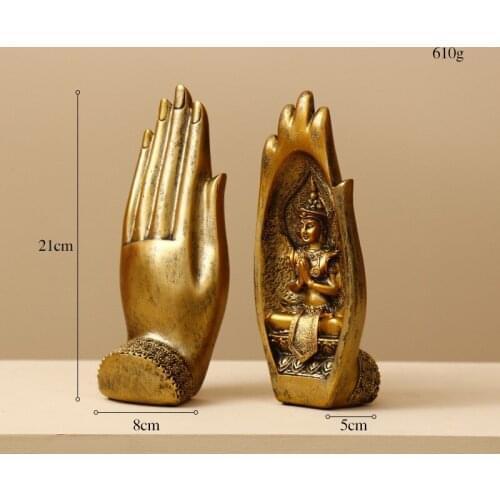 [HHT] 2PCS/SET BUDDHA STATUE HANDS SCULPTURES MONK FIGURINE TATHAGATA INDIA YOGA FENGSHUI HOME DECORATION SANDSTONE RESIN CRAFTS