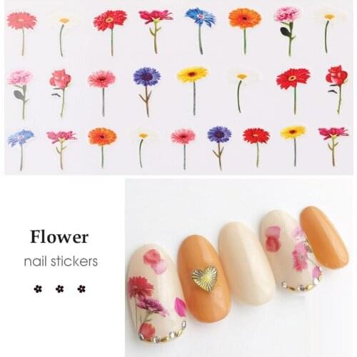 HNUIX 3D embossed nail sticker flower adhesive DIY manicure slider nail art tips decorations decals