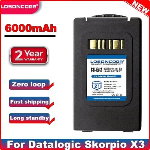 LOSONCOER Good Quality Battery 6000mAh Battery 94ACC0046, BT-0016 for Datalogic Skorpio X3