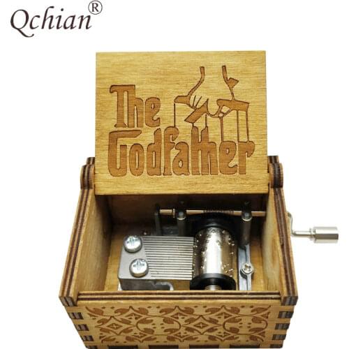 Antique Carved Music Box Melody Godfather Music Box Holiday Gifts For Friends