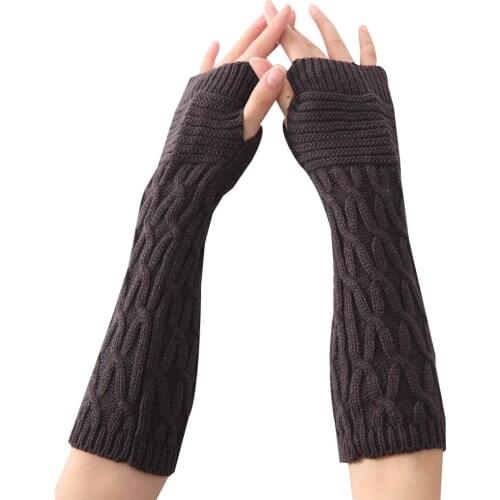 1 Pair Winter Autumn Gloves Knit Arm Warmer for Women Girls Fold Pattern Stripe Arm Wrist Sleeve Mittens