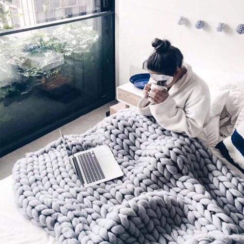 Blanket Woven Thick Thread Hand-knitted Twist Blanket Ins Nordic Style Creative Hand-knitted Twist Blanket