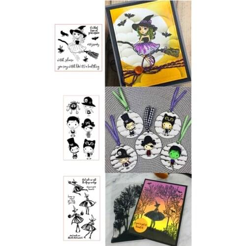 Halloween Cartoon Characters Witch Pirates Animal Bat Spider Transparent Clear Stamps for DIY Scrapbooking Cards Crafts 2019 New