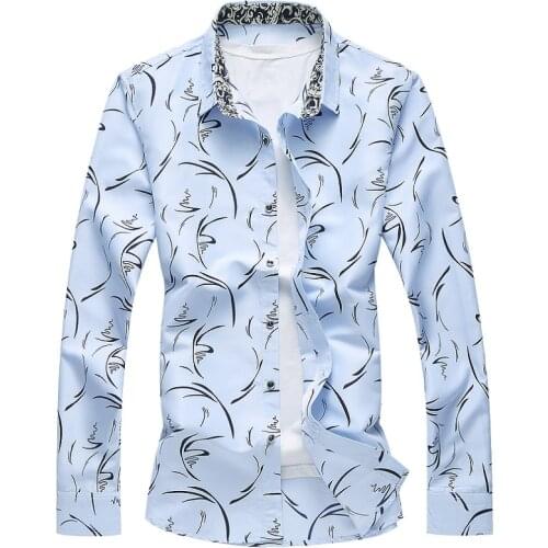 Men Bronzing Graphics Cotton Casual Slim Fit Long Sleeve Button Shirts 2021 Fashion Men Work Business Brand Chemise Homme