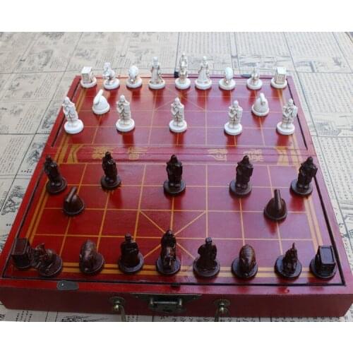 High-grade Wooden Chinese Chess Game Set Board Game Folding Chessboard Chinese Traditions Chess Resin Chess Pieces New