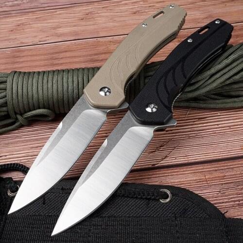 HWZBBEN D2 fixed blade Folding Knife Hunting Self-defense Pocket Knife Military Tactical Outdoor Survival EDC Multi Tool Knives