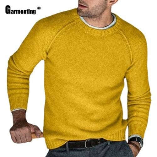 Garmenting Plus Size Men Long Sleeve Sweater Top Pullovers masculinas pull homme ropa Knitted Sweater Yellow Gray Man Clothing