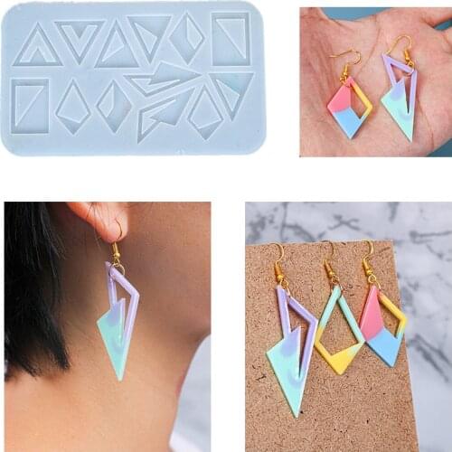 Epoxy Resin Molds Rhombus Triangle Earrings Diy Tool Jewelry Making Ornaments Keychain Casting Mould Silicon Molds for Resin Art
