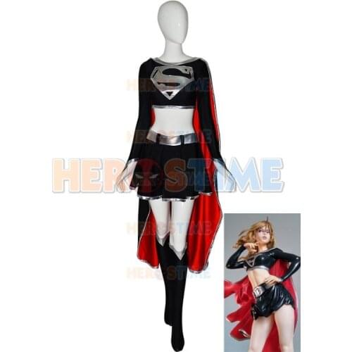 Dark Supergirl Suit DC Comics Supervillain Cosplay Costume Black Dark Supergirl Bodysuit Halloween Girls Woman Zentai Dress