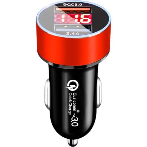 QC 3.0 fast charging universal Plug Digital Display Quick Charge 3.0 Dual USB 3.1A Univerisal Plug Fast car charger for phone