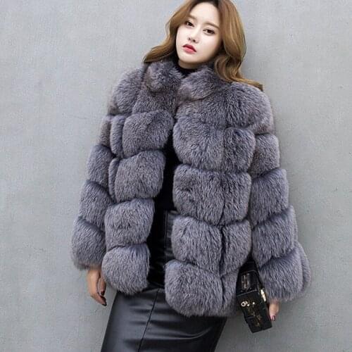 UPPIN Elegant Large Sizes Fur Coat Women Winter Warm Faux Fox Fur Coats Girls Natural Colored Thick Overcoat Womens Fur Jacket