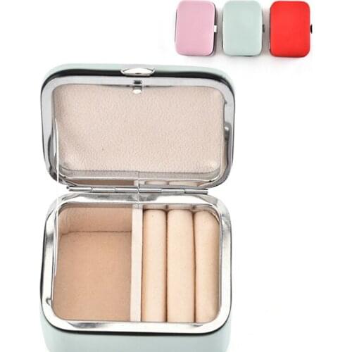 High-end Mini Jewelry Box Portable JewelryBox Ring Earrings Earrings PU Leather Jewelry Storage Box