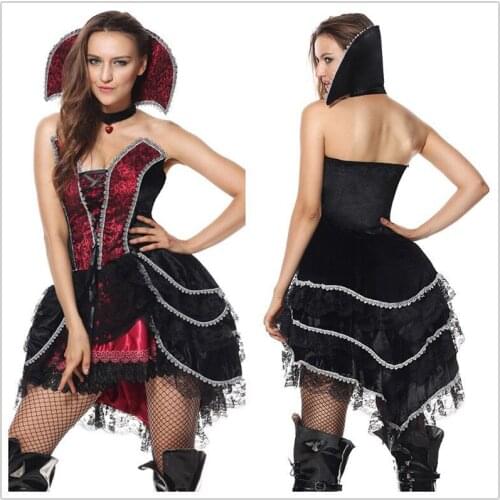 Adult Deluxe Vampire Costume for Halloween Sexy Women Noble Queen Vampire Costume Fancy Dress
