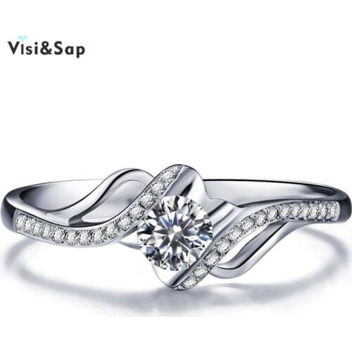 Eleple White gold color rings for women Jewelry Wedding Engagement Ring vintage bague lovers gifts fashion Jewelry VSR002
