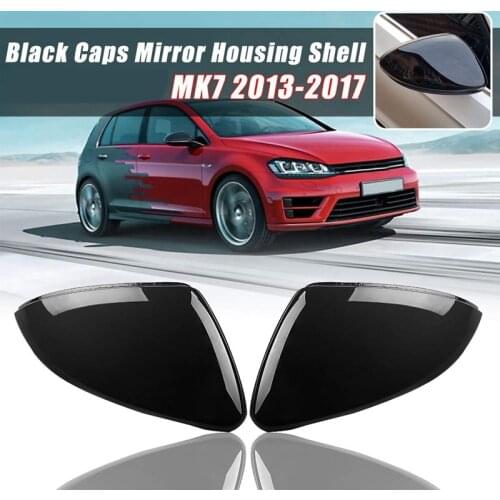 2 Pieces For Vw Golf 7 Mk7 7.5 Gtd R Gti Touran L E-Golf Side Wing Mirror Cover Caps Bright Black Rearview Mirror Case Cover 201