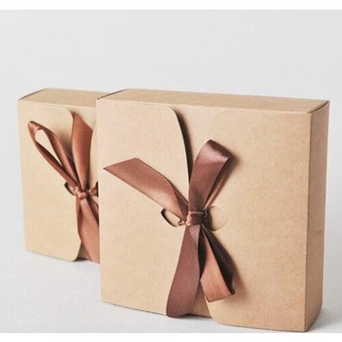 20pcs Large Kraft black white gift packaging box carton paper gift paper box with ribbon Gift carton cardboard paper box