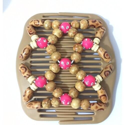 20pcs/lot) beautiful wooden beadeds double magic comb hair clip free shipping