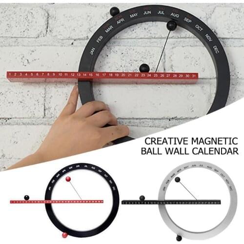 2020 Creative Magnetic Ball Wall Clock Perpetual Wall Calendar Novelty Home Decor European Style Living Room Bedroom Ornaments