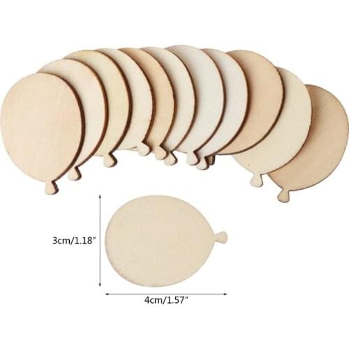 25pcs Cut Wood Balloon Embellishment Wooden Shape Craft Wedding Decor