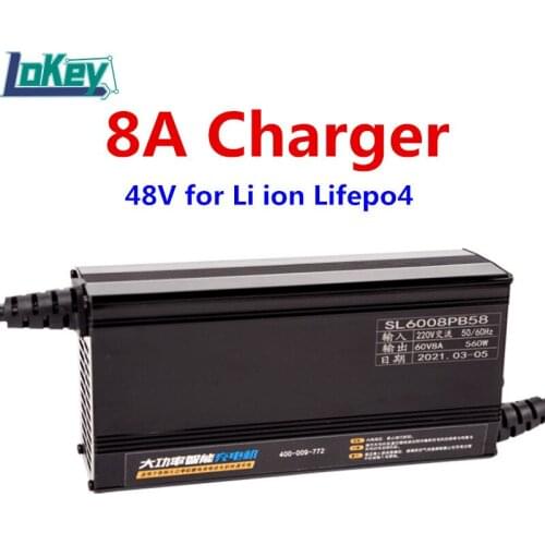 48V 8A Smart Charger 13S 54.6V 14S 58.8V Li ion 16S 58.4V Lifepo4 Lithium Battery Aluminum Charger