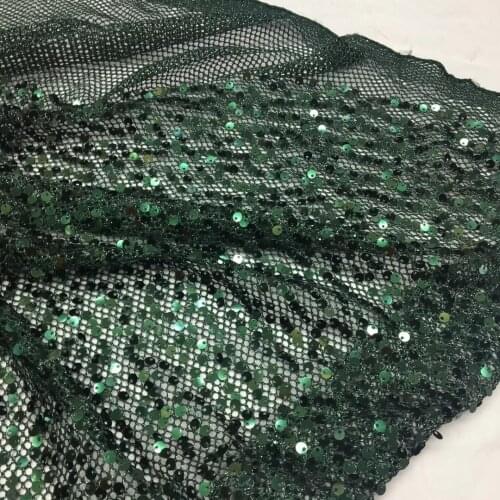 5yards/pc) Green African party lace big wholes 5mm sequins net lace fabric 2021 newest for dress 12 colors FSS370
