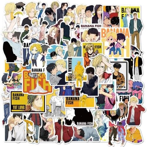 50pcs Japan Anime BANANA FISH Stickers For Stationery Laptop Skateboard PVC Backpack Bottle Bicycle Waterproof Car Decal Sticker