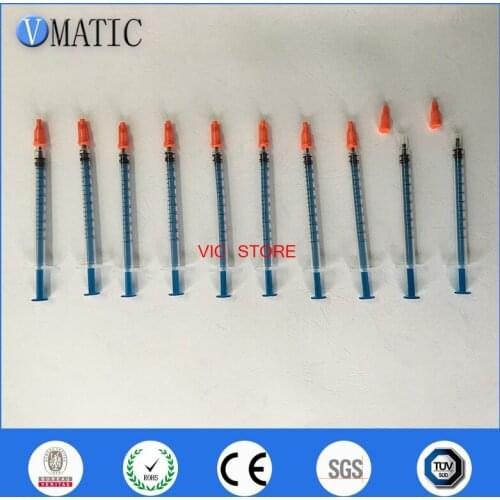 Free Shipping Non Sterilized 10 Pcs Liquid Dispensing Plastic Syringes 1cc 1ml With Orange Color Syringe Cap/Stopper