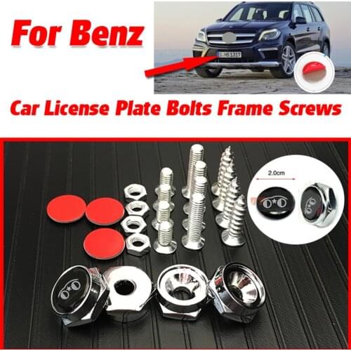 Bolts Car License Plate Frames Tag Cap Screw Caps for Mercedes Benz GLC CLA ML GL Class S200 S300 S350 C CLS GLK CLK Accessorie