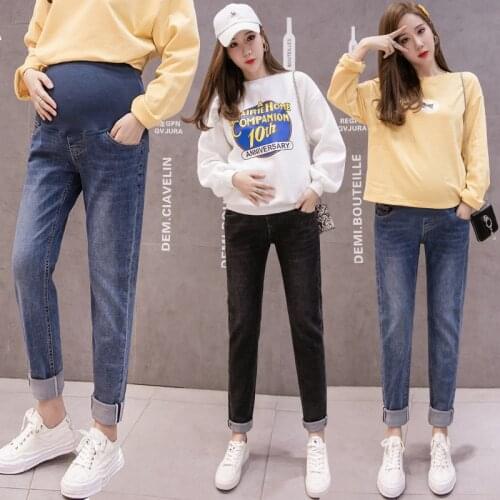 Pregnancy Abdominal Pants Boyfriend Jeans Maternity Pants 2020 Pregnant Women Clothes High Waist Trousers Loose Denim Jeans Pant