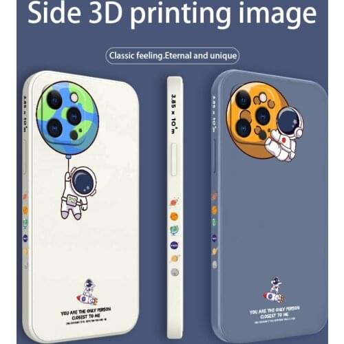Space Astronaut Pattern Case For iPhone 12 Pro Max 11 X XS XR XSMAX SE2020 8 8Plus 7 7Plus 6 6S Plus Liquid Silicone Cover
