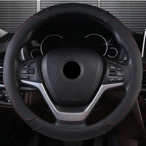 Car Truck Bus PU Leather 4 Seasons Big Steering Wheel Cover For Auto Diameters 40 42 45 47 4 Sizes to Choose Steering-Wheel