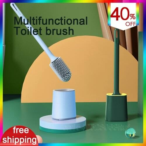Black Toilet Brush Non-contact Bathroom Set Silicone Brush Bathroom Accessories Kit with Brush Stand Household Cleaning Tools