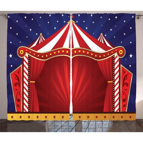 Circus Curtains Canvas Tent Circus Stage Performing Theater Jokes Clown Cheerful Night Theme Window Treatments for Bedroom