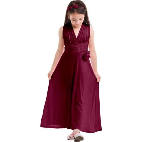 2019 New Flower Girls Wedding Bridesmaids Dress for Kids Children Convertible Multi Way Wrap Beach Wear Long Dresses for Girls