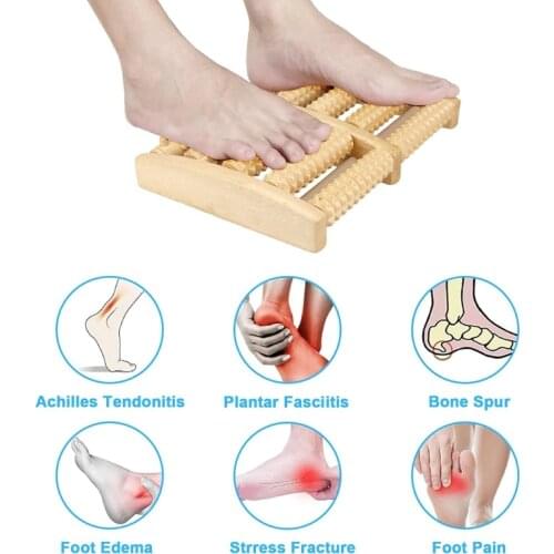 Dual Foot Massager Roller Wooden Rollers Original Shiatsu Massage for Foot Body Stress Relief Easy Use Healthcare Tool