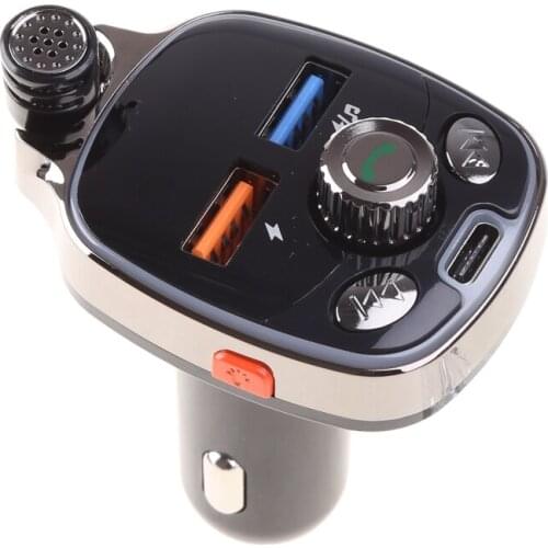 M68B Dual Ports FM Transmitter Bluetooth-compatibl Car Kit Audio Receiver Aux Handsfree MP3 Player USB Charger Fast Charging