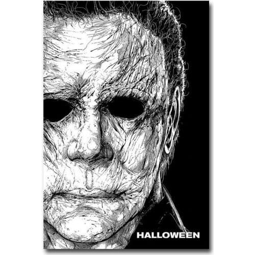 Halloween Hot Movie Silk Fabric Wall Poster Art Decor Sticker Bright
