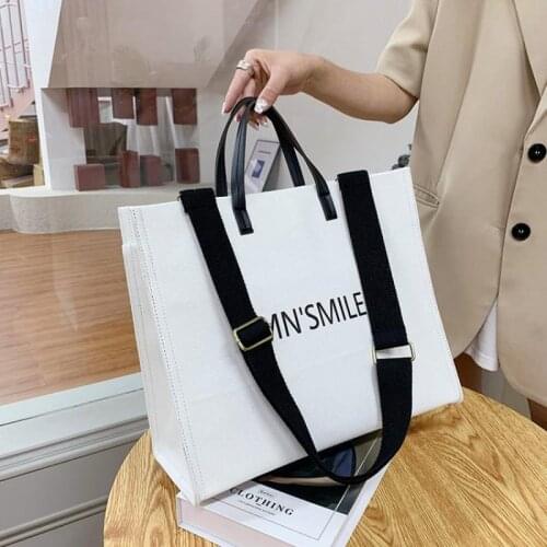 Letter Printing Canvas Tote Women Shoulder Bag Large Capacity Canvas Shopper Womens Bag Casual Big Crossbody Bags For Women New