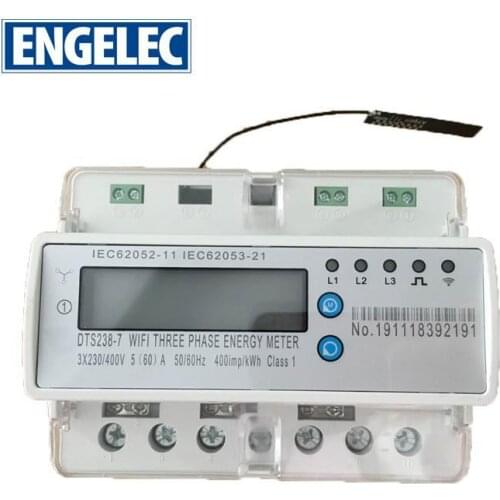 Three Phase Smart Phone App Control WiFi energy meter din rail RS485 communication power meter & light source