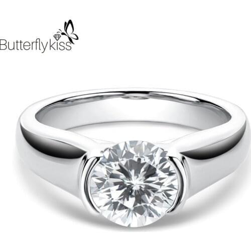 BK 2ct Moissanite Ring 18K D Color White/Yellow/Rose Gold Round Simple Charms&Temperament Diamond Rings For Woman