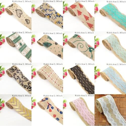 10meters 6cm Burlap Hessian Ribbons Jute Rolls Lace rustic Ribbon for DIY Vintage wedding Decoration gift wrap Ornament Party
