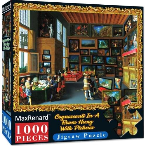 MaxRenard Puzzles 1000 Pieces for Adults 48*69cm Cognoscenti in a Room Hung With Pictures Assembling Painting Toys for Adults