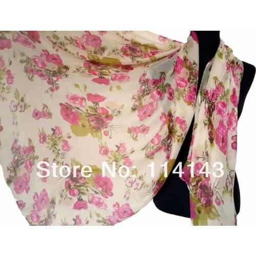 Fashion Womens Big Flower Print Scarf Wrap Shawl 180*110cm, Free Shipping