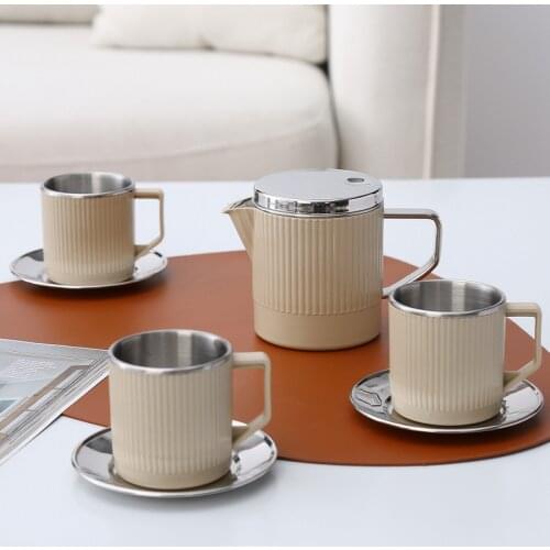 304 Stainless Steel Pot Cup Set Home Travel Tea Cup Detachable Filter Teapot Portable Coffee Cup Milk Cup