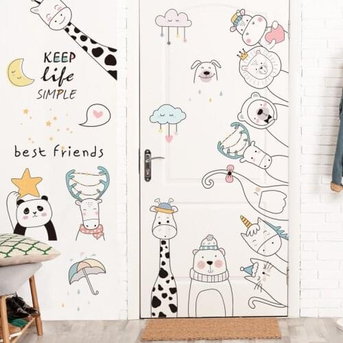 Nordic cartoon animal Wall sticker shy bear giraffe baby kids room creative adhesive stickers home decoration wallpaper