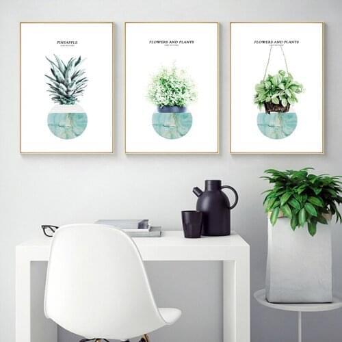 Nordic Style Green plant Pineapple Flower Canvas Art Wall Painting Posters and Prints Decoration Picture Living Room Home Decor